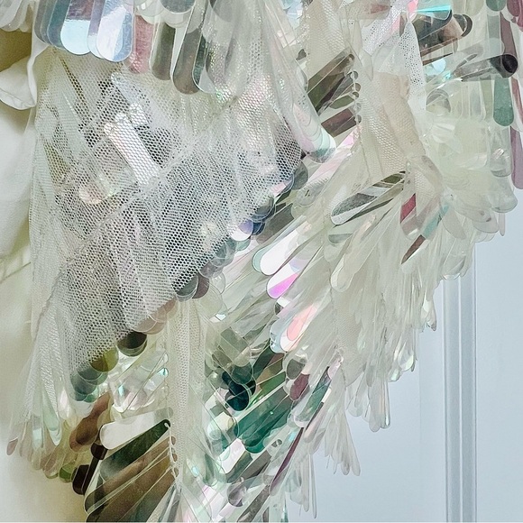 BHLDN Taylor V-neck Iridescent Sequined Mini Dress 6 M Bridal, Wedding, Swiftie - Picture 9 of 12